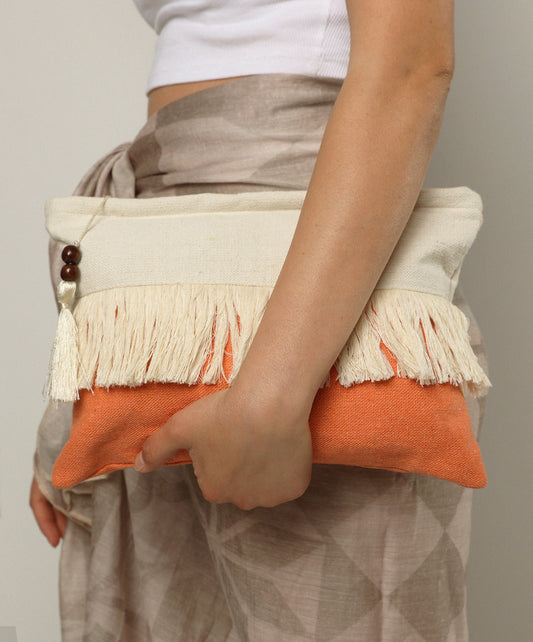 Peach Fringe Clutch
