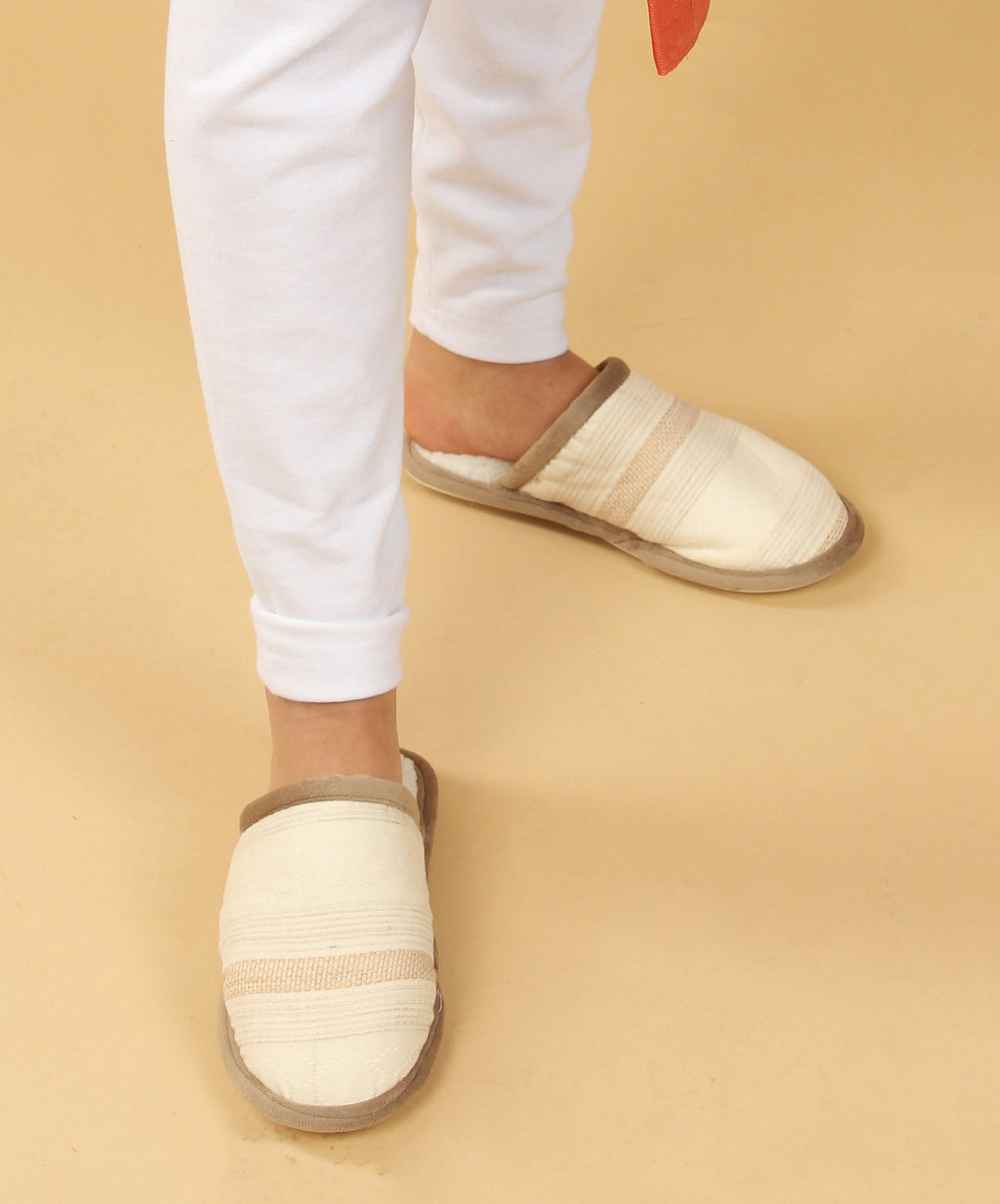 Beige Lined Mule